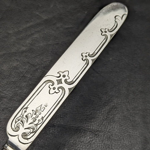 Around 1879 British Antique Sterling Silver Handle Cutlery Set in Wooden Box